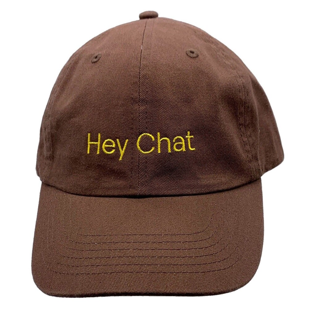 Twitch "Hey Chat" Logo Brown Adjustable Baseball Cap Hat Men One Size
